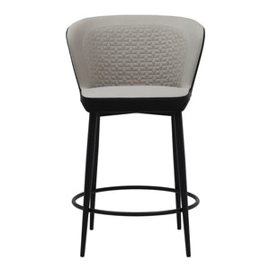 CAMILLA Counter Stool Fabric Taupe w/Black PU and Black Legs