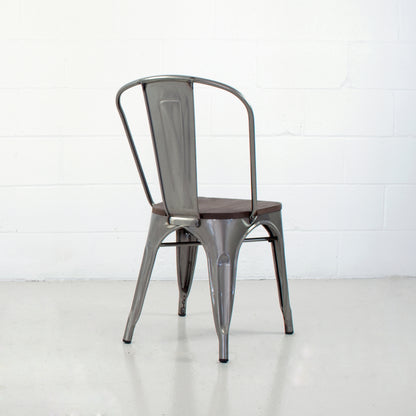 Industrial Dining Chair With Wood Seat