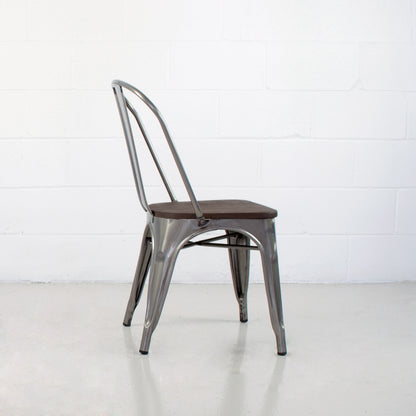 Industrial Dining Chair With Wood Seat